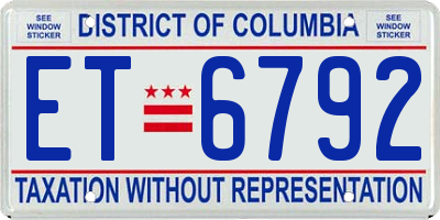 DC license plate ET6792