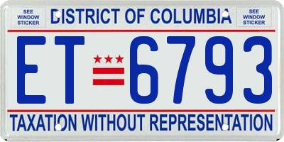 DC license plate ET6793