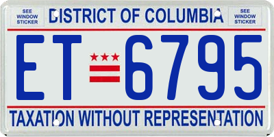DC license plate ET6795