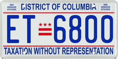 DC license plate ET6800
