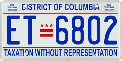 DC license plate ET6802