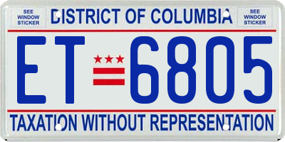 DC license plate ET6805
