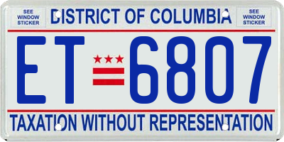 DC license plate ET6807