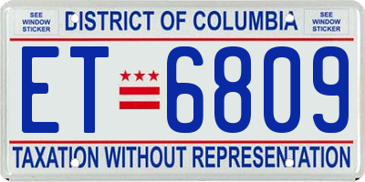 DC license plate ET6809