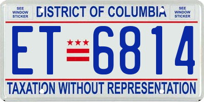 DC license plate ET6814