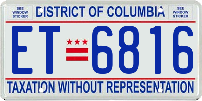 DC license plate ET6816