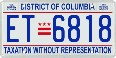 DC license plate ET6818