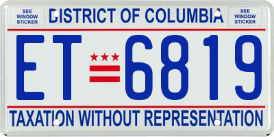DC license plate ET6819