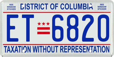 DC license plate ET6820