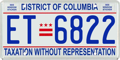 DC license plate ET6822