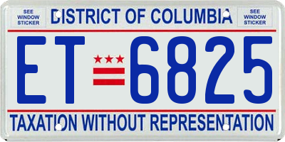 DC license plate ET6825