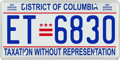 DC license plate ET6830