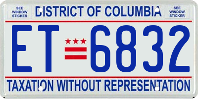 DC license plate ET6832