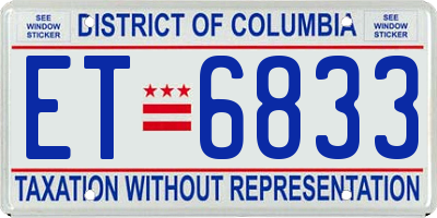 DC license plate ET6833