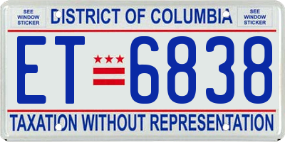 DC license plate ET6838