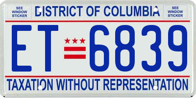 DC license plate ET6839