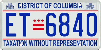 DC license plate ET6840