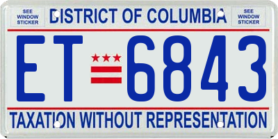DC license plate ET6843