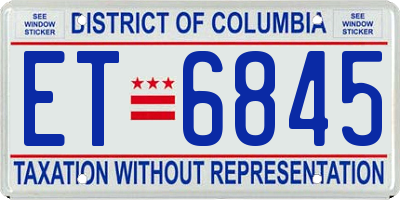DC license plate ET6845