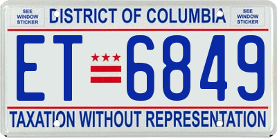 DC license plate ET6849