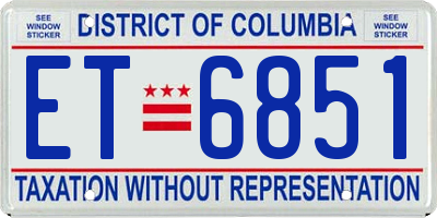 DC license plate ET6851