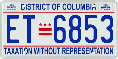 DC license plate ET6853