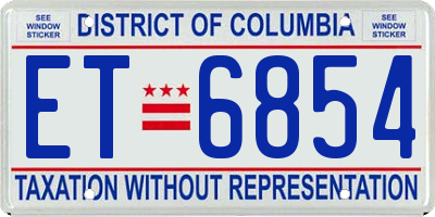 DC license plate ET6854