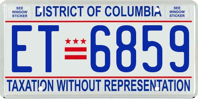 DC license plate ET6859