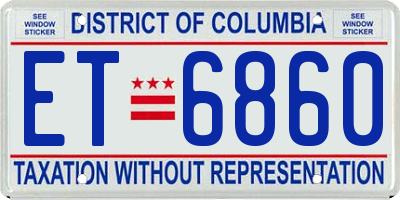 DC license plate ET6860