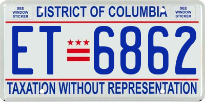 DC license plate ET6862