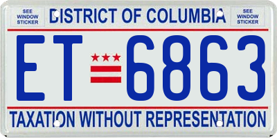 DC license plate ET6863