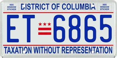 DC license plate ET6865