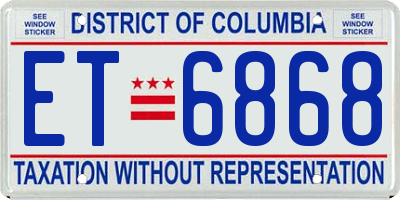 DC license plate ET6868