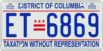 DC license plate ET6869