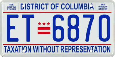 DC license plate ET6870