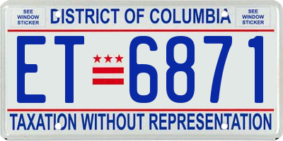 DC license plate ET6871