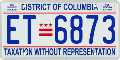 DC license plate ET6873