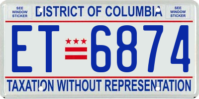 DC license plate ET6874