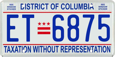 DC license plate ET6875