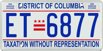 DC license plate ET6877