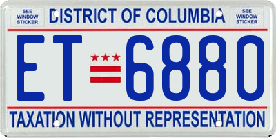 DC license plate ET6880