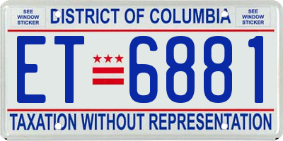 DC license plate ET6881