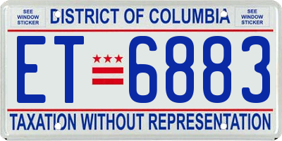 DC license plate ET6883