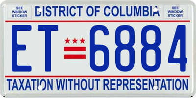 DC license plate ET6884