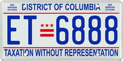 DC license plate ET6888