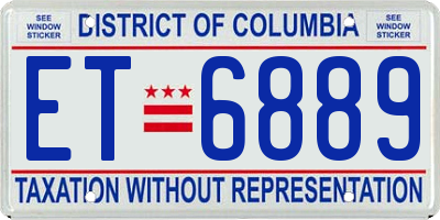 DC license plate ET6889