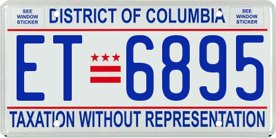 DC license plate ET6895
