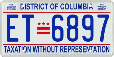 DC license plate ET6897