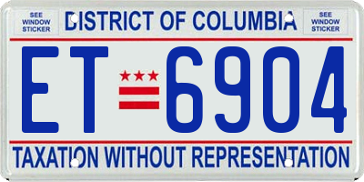 DC license plate ET6904