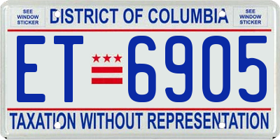 DC license plate ET6905